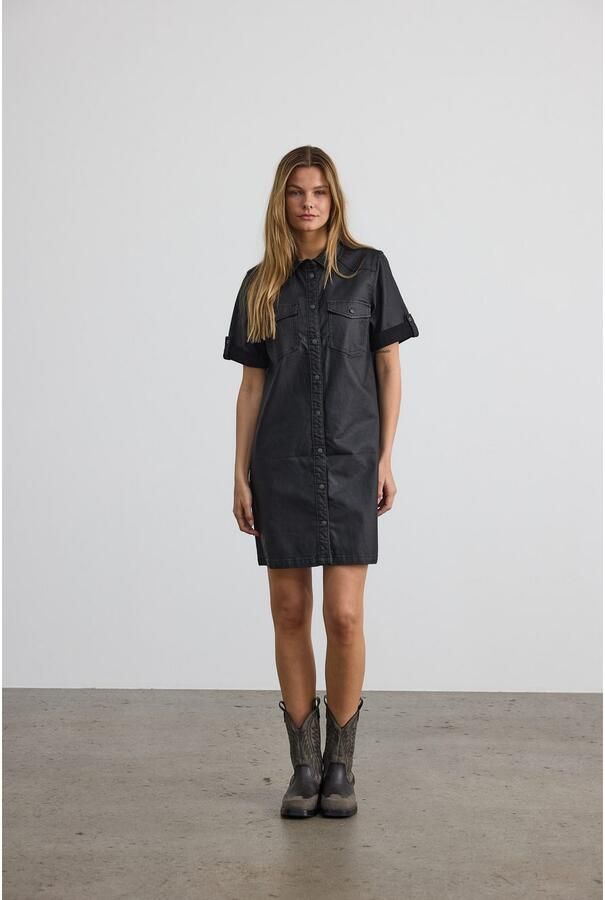 Noisy may Mini-jurk NMNEW SIGNE S S COATED DENIM DRESS NOOS - Foto 3