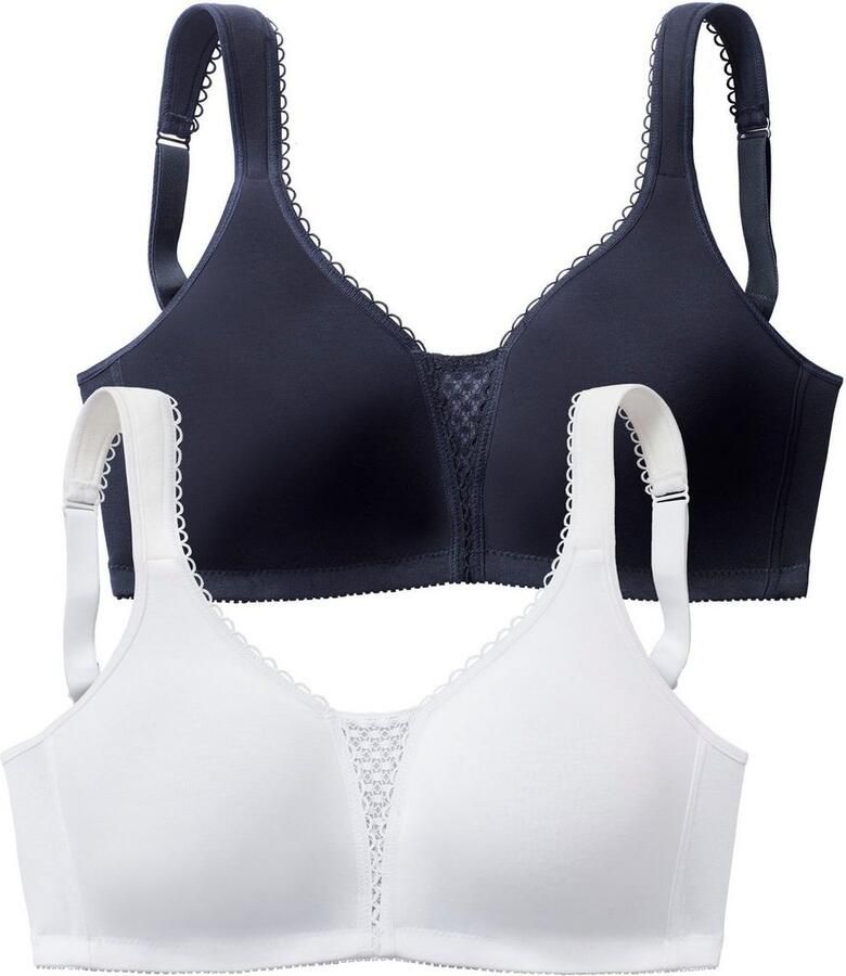Nuance Steun-bh zonder beugel van zachte katoen met mooie kantinzet (Set van 2) - Foto 4