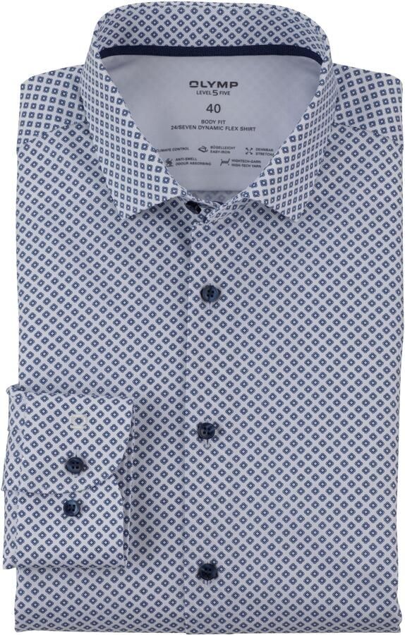 OLYMP Level Five Slim fit zakelijk overhemd van katoenmix met kentkraag - Foto 4