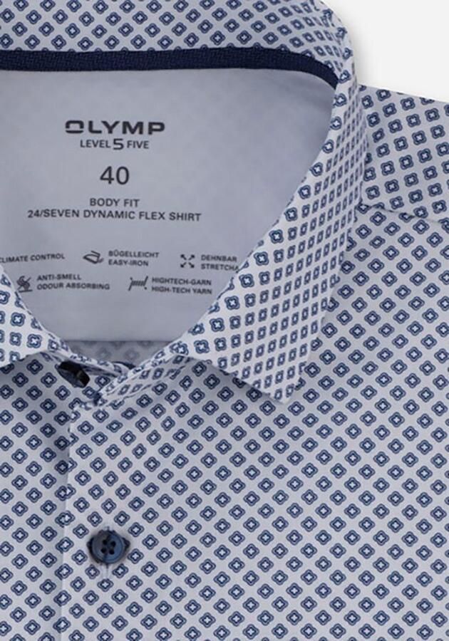 OLYMP Level Five Slim fit zakelijk overhemd van katoenmix met kentkraag
