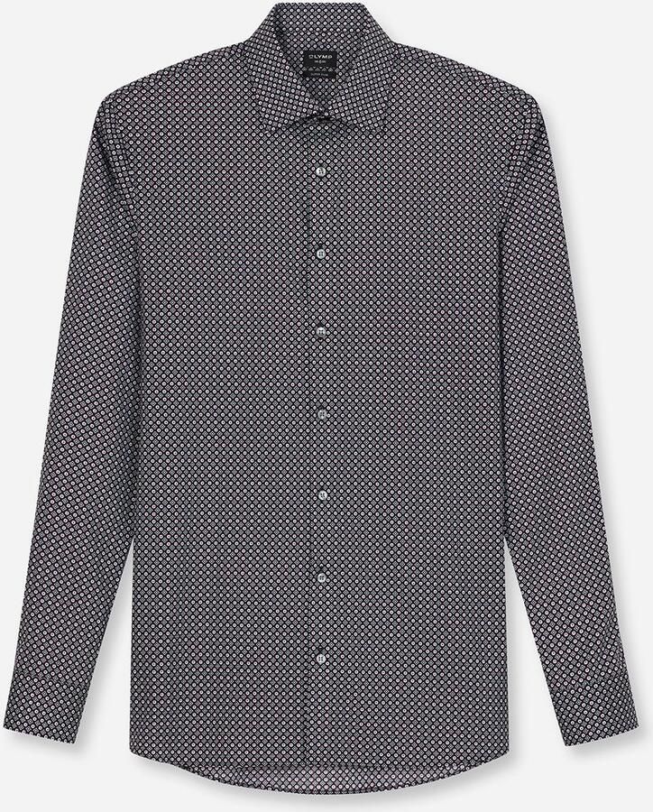 OLYMP Businessoverhemd Level 5 Body Fit haaienkragen met rotatieprint - Foto 6