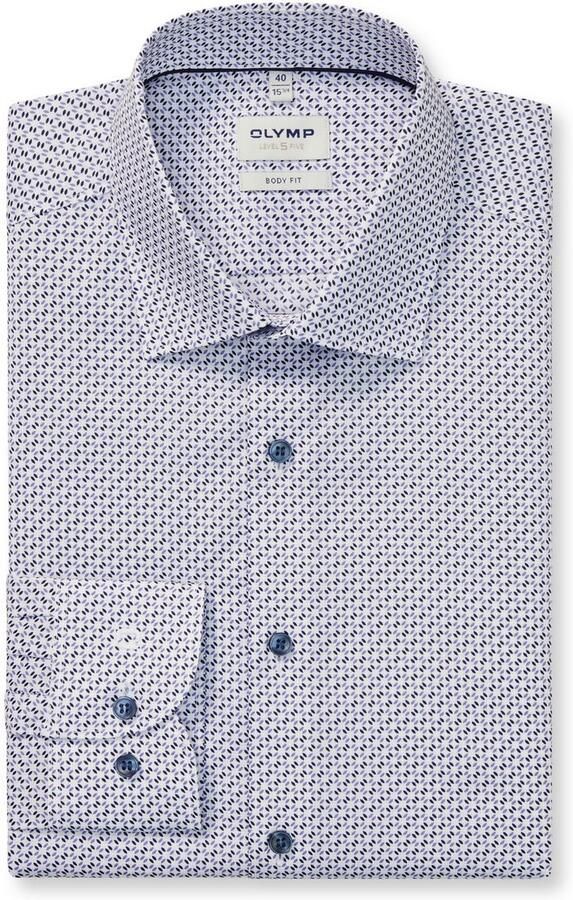 OLYMP Businessoverhemd Level 5 Body Fit haaienkragen met rotatieprint - Foto 5