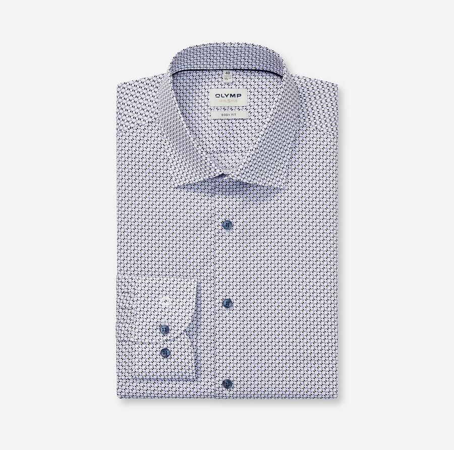 OLYMP Businessoverhemd Level 5 Body Fit haaienkragen met rotatieprint - Foto 3