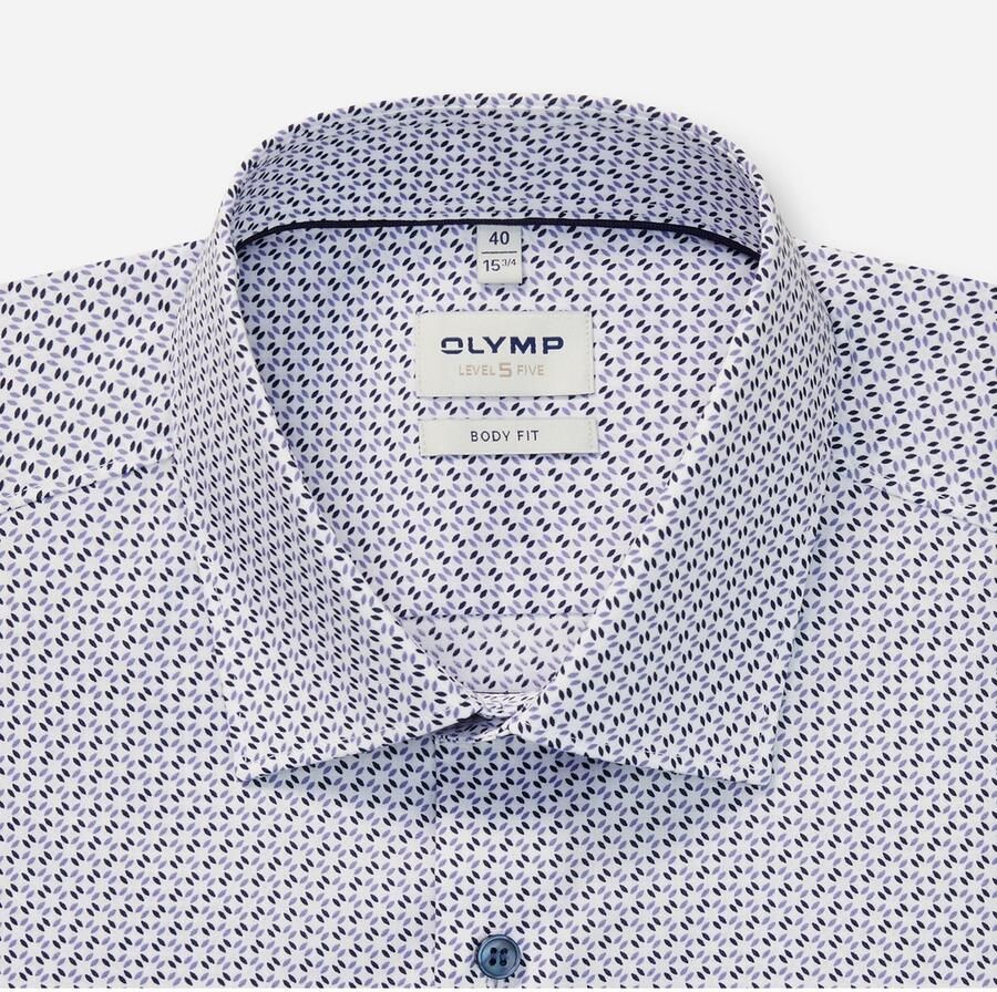 OLYMP Businessoverhemd Level 5 Body Fit haaienkragen met rotatieprint - Foto 2