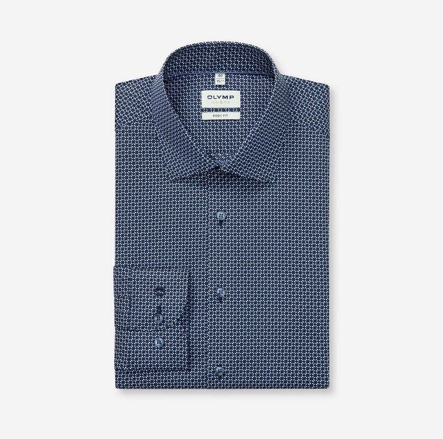 OLYMP Businessoverhemd Level 5 Body Fit haaienkragen met rotatieprint - Foto 3