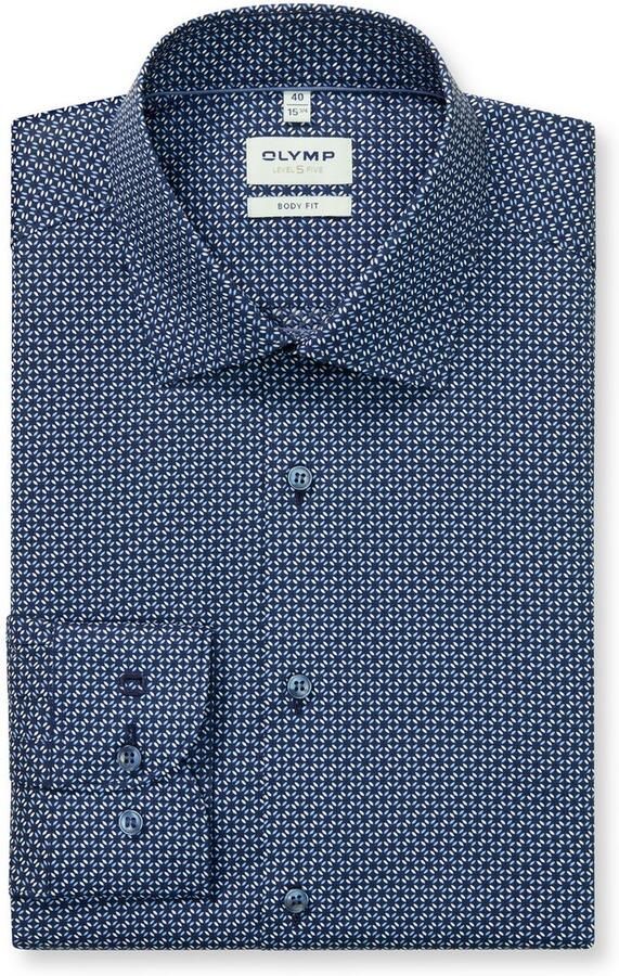 OLYMP Businessoverhemd Level 5 Body Fit haaienkragen met rotatieprint - Foto 4