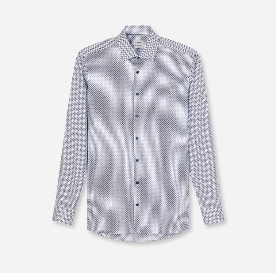 OLYMP Businessoverhemd Level 5 Body Fit haaienkragen met rotatieprint - Foto 4