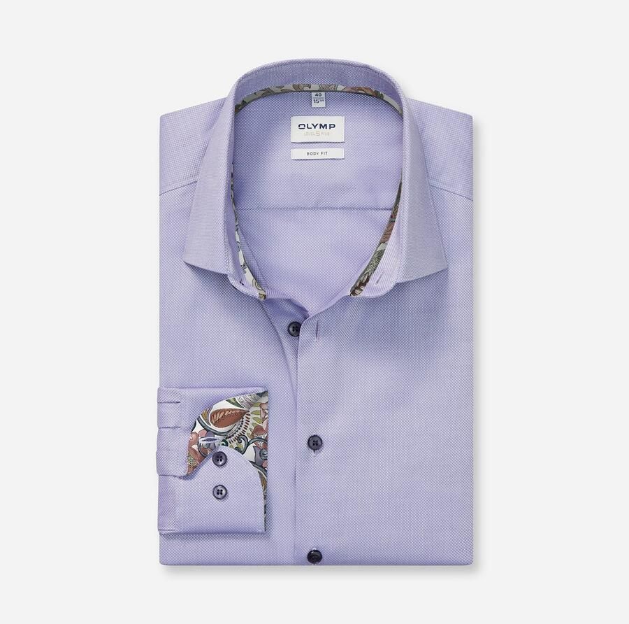 OLYMP Businessoverhemd Level 5 Manchettenbinnenkant met patroon body fit New York-Kentkraag - Foto 2