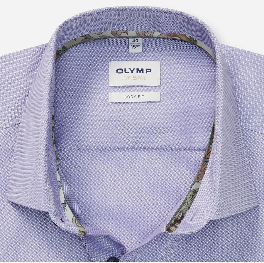 OLYMP Businessoverhemd Level 5 Manchettenbinnenkant met patroon body fit New York-Kentkraag