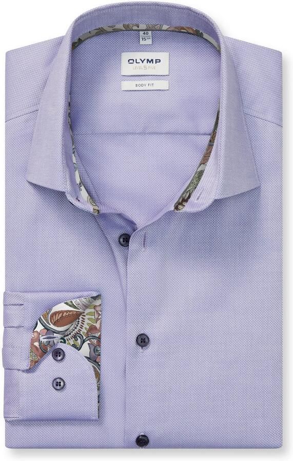 OLYMP Businessoverhemd Level 5 Manchettenbinnenkant met patroon body fit New York-Kentkraag - Foto 3
