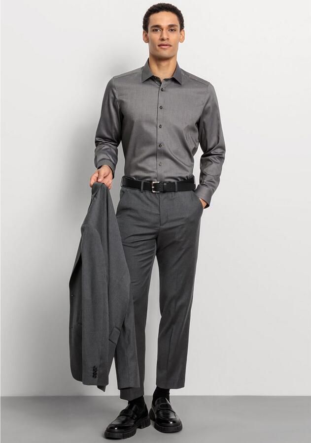 OLYMP Businessoverhemd Level Five body fit fijne matte glanzende micro-structuur