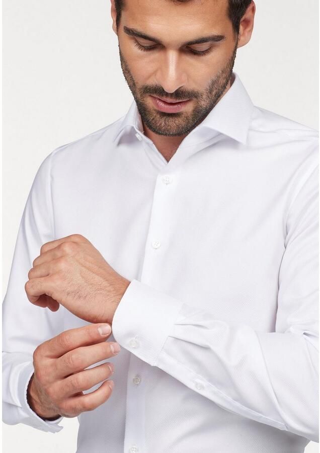 OLYMP Businessoverhemd Level Five body fit geweven patroon edele glans