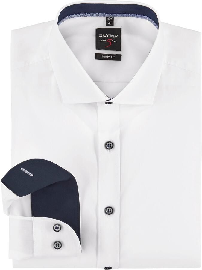 OLYMP Level Five Body fit zakelijk overhemd met kentkraag model 'Royal'
