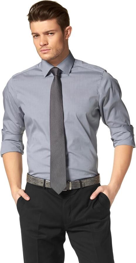 OLYMP Level Five Slim fit zakelijk overhemd van chambray - Foto 9