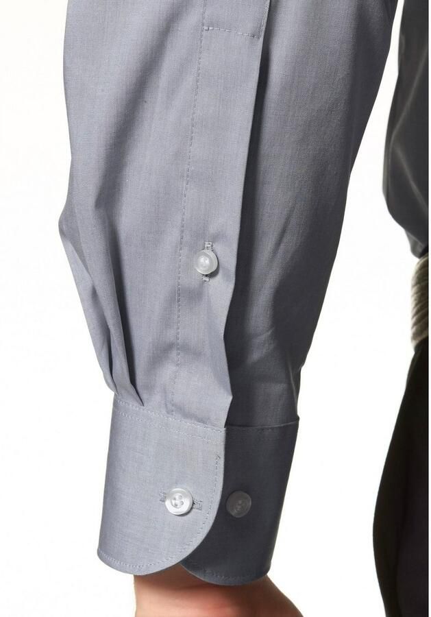 OLYMP Level Five Slim fit zakelijk overhemd van chambray - Foto 5