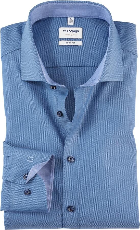 OLYMP Level Five Slim fit zakelijk overhemd van effen structuur model 'ROYAL'