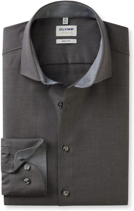 OLYMP Level Five Slim fit zakelijk overhemd van effen structuur model 'ROYAL' - Foto 4