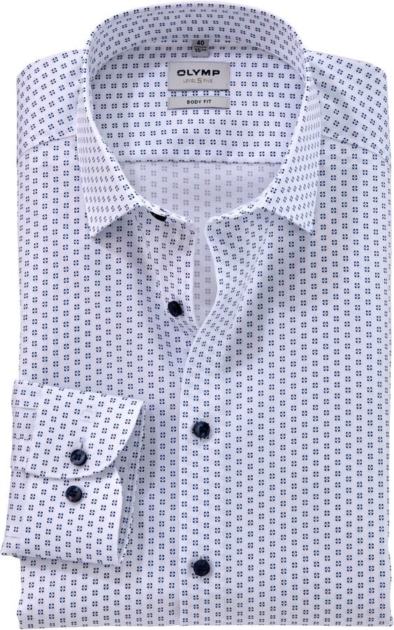 OLYMP Level Five Body fit zakelijk overhemd met kentkraag