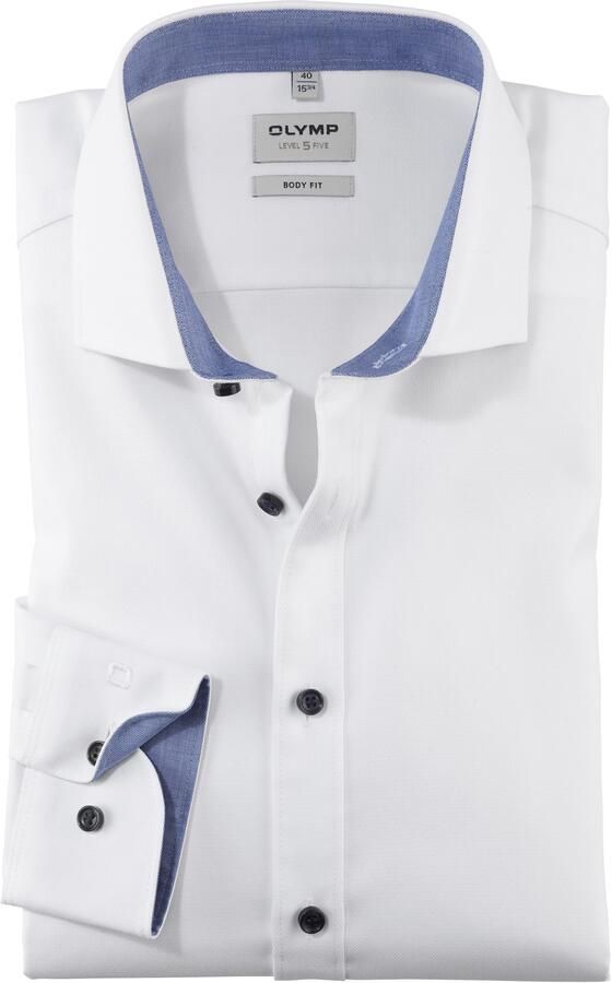 OLYMP Level Five Slim fit zakelijk overhemd van effen structuur model 'ROYAL'