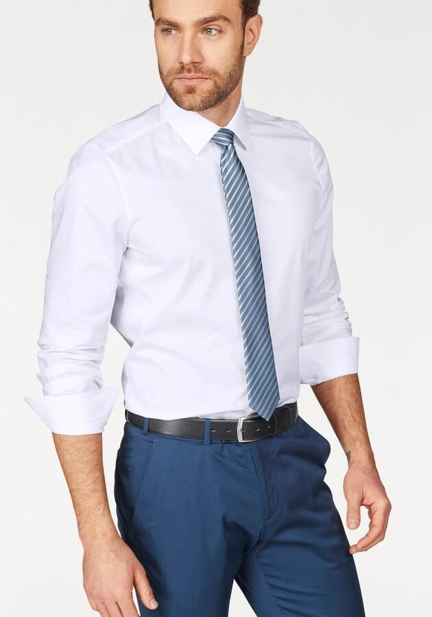 OLYMP Level Five Slim fit zakelijk overhemd van popeline met extra lange mouwen - Foto 7