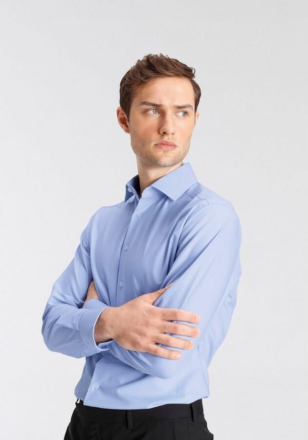 Olymp Luxor business overhemd normale fit lichtblauw effen katoen - Foto 11