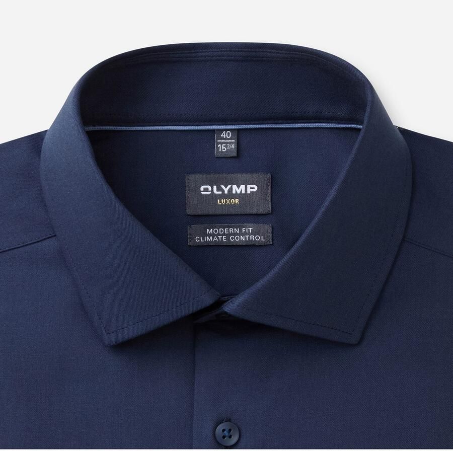 Olymp business overhemd Luxor Modern Fit normale fit donkerblauw effen katoen - Foto 5