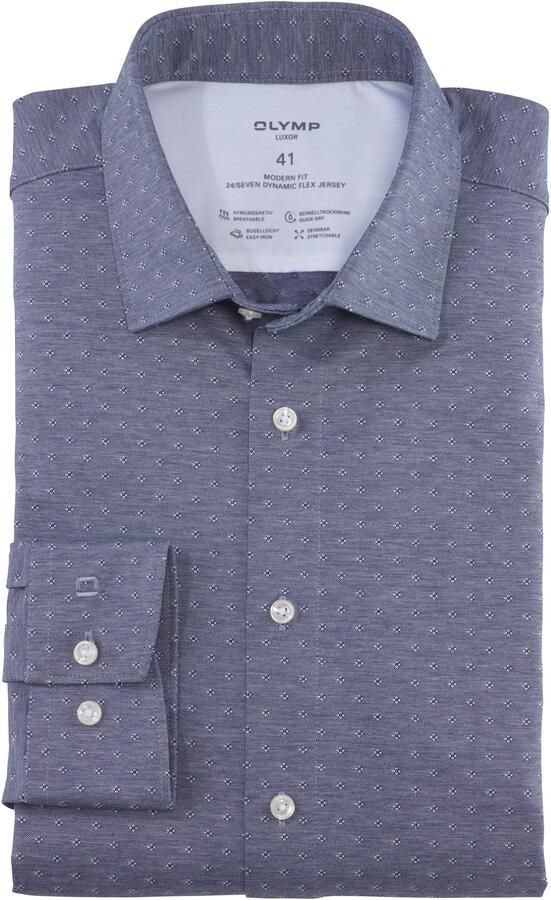 OLYMP Businessoverhemd Luxor 24 Seven Modern Fit met dobby-weefpatroon met kleuraccentuering - Foto 4