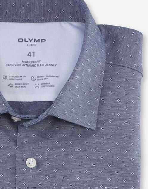 OLYMP Businessoverhemd Luxor 24 Seven Modern Fit met dobby-weefpatroon met kleuraccentuering - Foto 2
