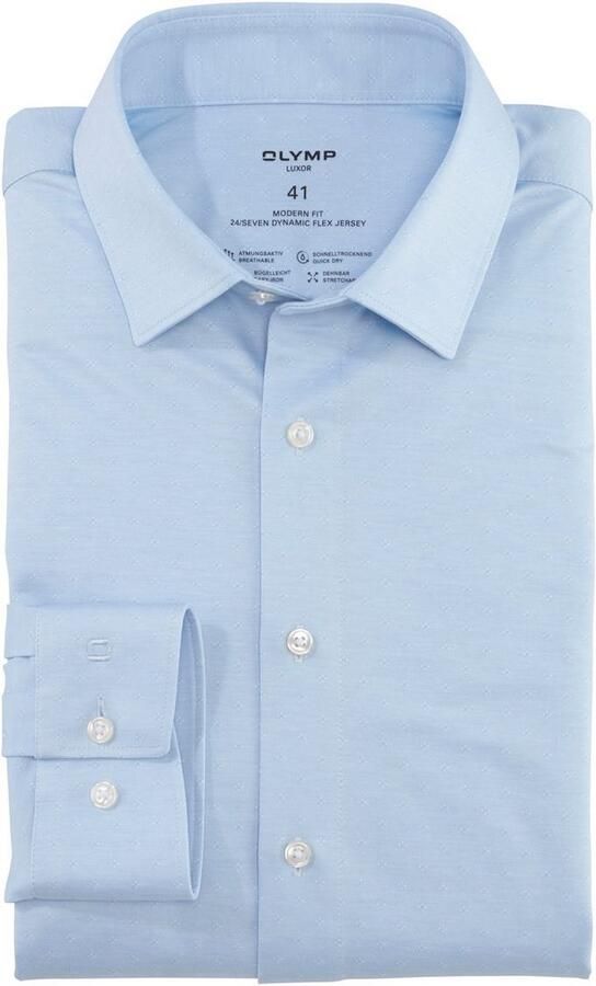 OLYMP Businessoverhemd Luxor 24 Seven Modern Fit met dobby-weefpatroon met kleuraccentuering - Foto 3