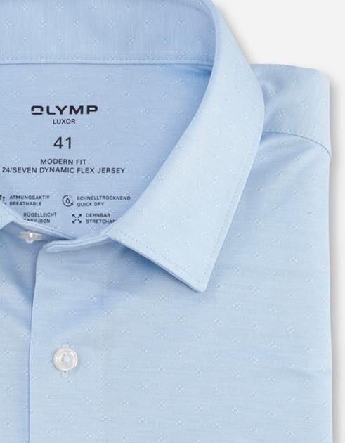 OLYMP Businessoverhemd Luxor 24 Seven Modern Fit met dobby-weefpatroon met kleuraccentuering - Foto 5