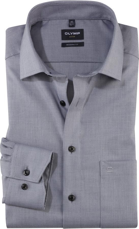 OLYMP Businessoverhemd Luxor modern fit elegante lichteffecten door het bijzonder fijne effen weefpatroon