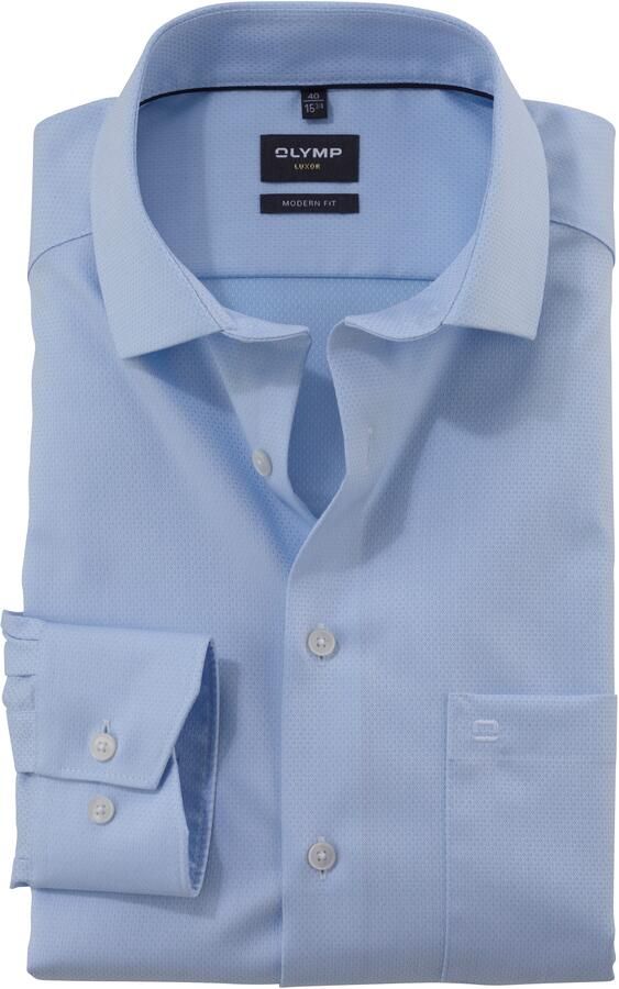 Olymp Overhemd Lange Mouw Luxor Overhemd Diamond Structure Lichtblauw