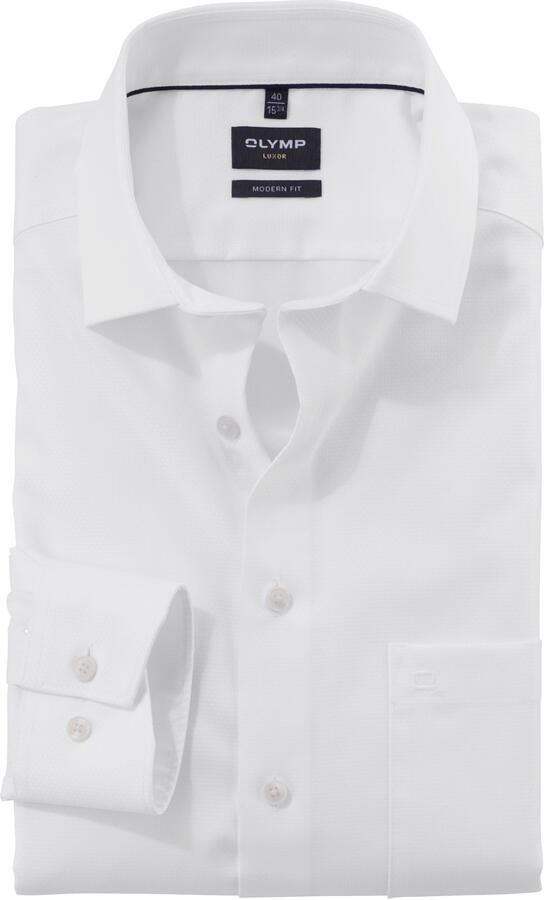 Olymp Overhemd Lange Mouw Luxor Overhemd Diamond Structure Wit
