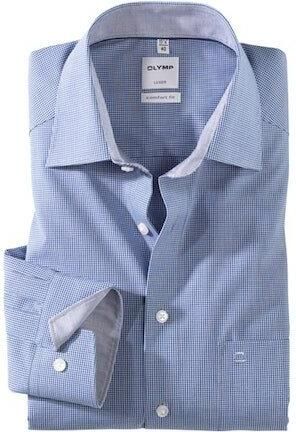Olymp Luxor Strijkvrij Shirt Blauw Ruit Comfort Fit - Foto 7