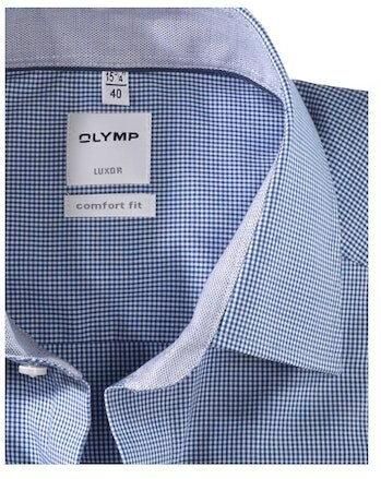 Olymp Luxor Strijkvrij Shirt Blauw Ruit Comfort Fit - Foto 5