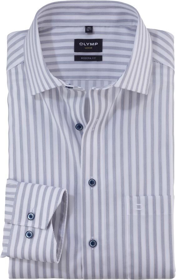 OLYMP Businessoverhemd Luxor modern fit met logoborduursel op de borstzak