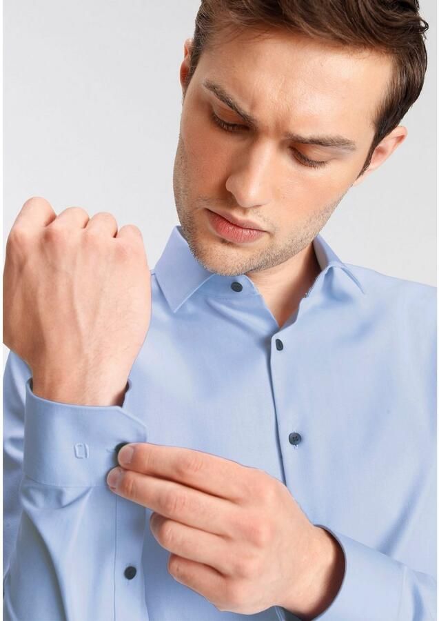 Olymp business overhemd No. 6 super slim fit lichtblauw effen katoen - Foto 2