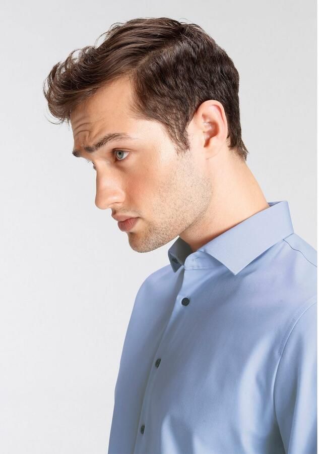 Olymp business overhemd No. 6 super slim fit lichtblauw effen katoen - Foto 3