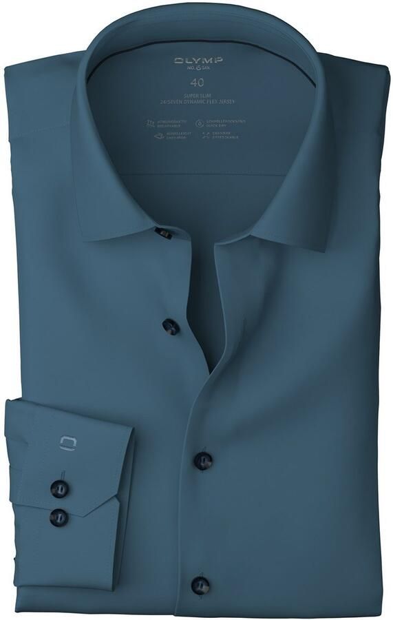 OLYMP Businessoverhemd No. Six 24 Seven super slim in comfortabele jersey-kwaliteit
