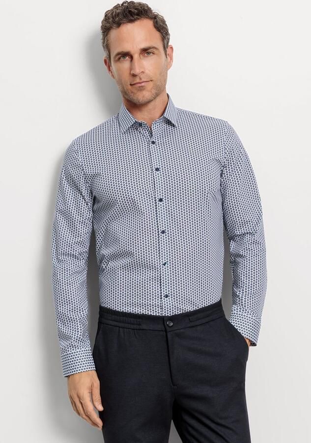 OLYMP Businessoverhemd No. Six super slim grafisch printpatroon - Foto 5