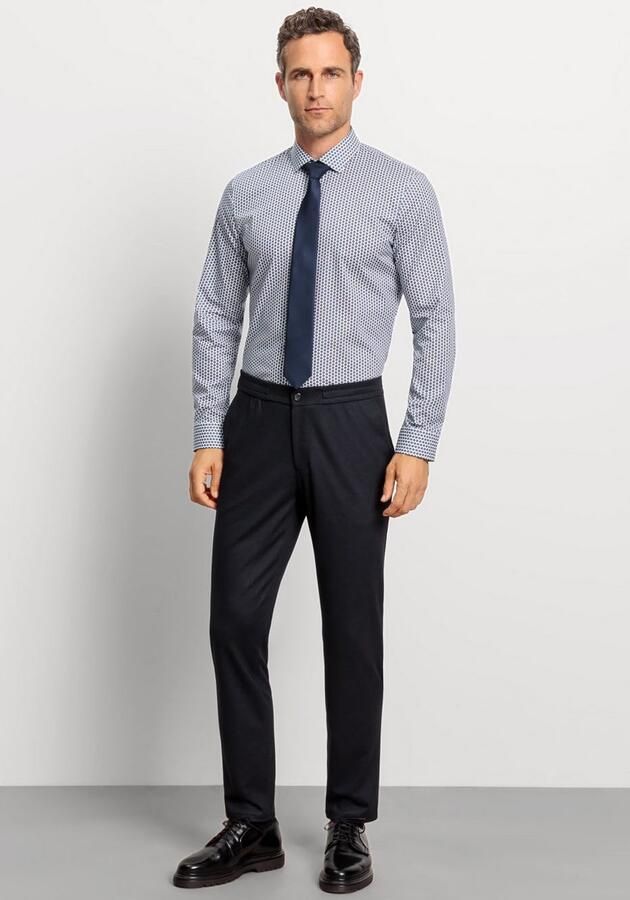 OLYMP Businessoverhemd No. Six super slim grafisch printpatroon - Foto 3