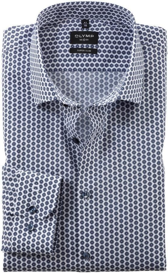 OLYMP Businessoverhemd No. Six super slim grafisch printpatroon - Foto 4