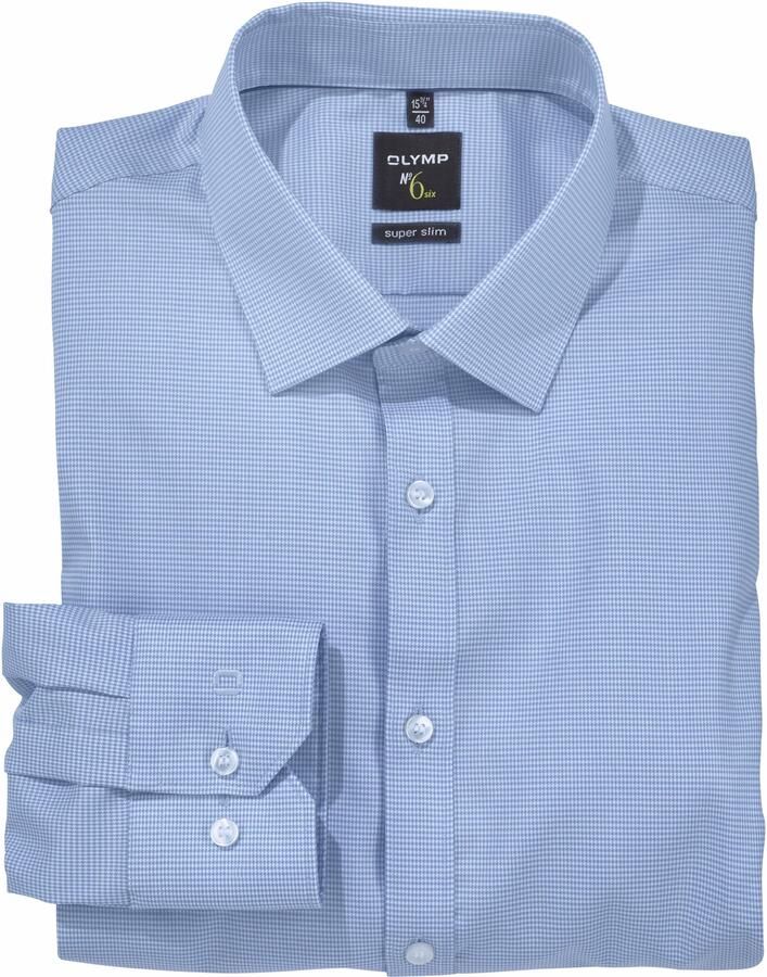 Olymp overhemd No. 6 super slim fit ruitjes blauw - Foto 6