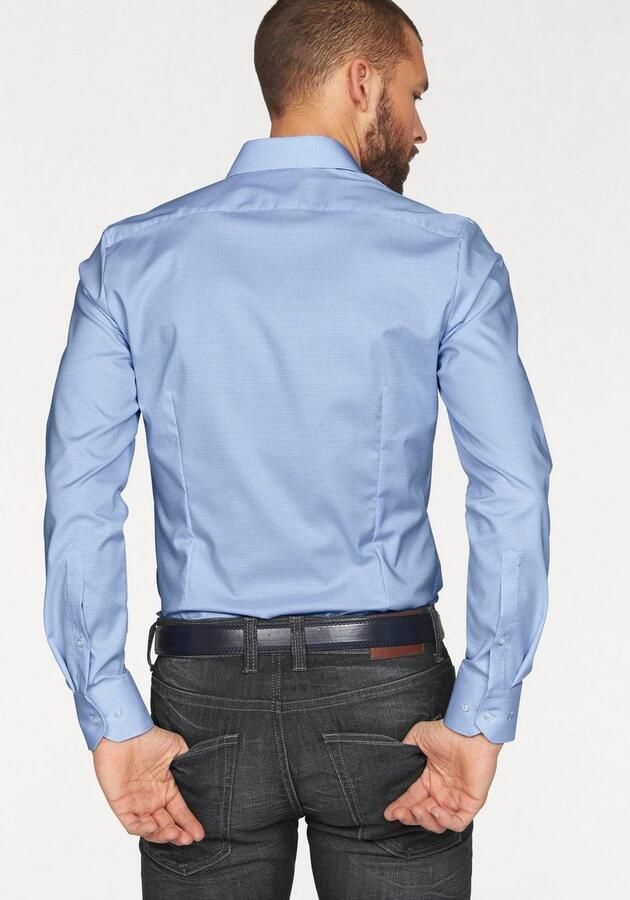 Olymp overhemd No. 6 super slim fit ruitjes blauw - Foto 5