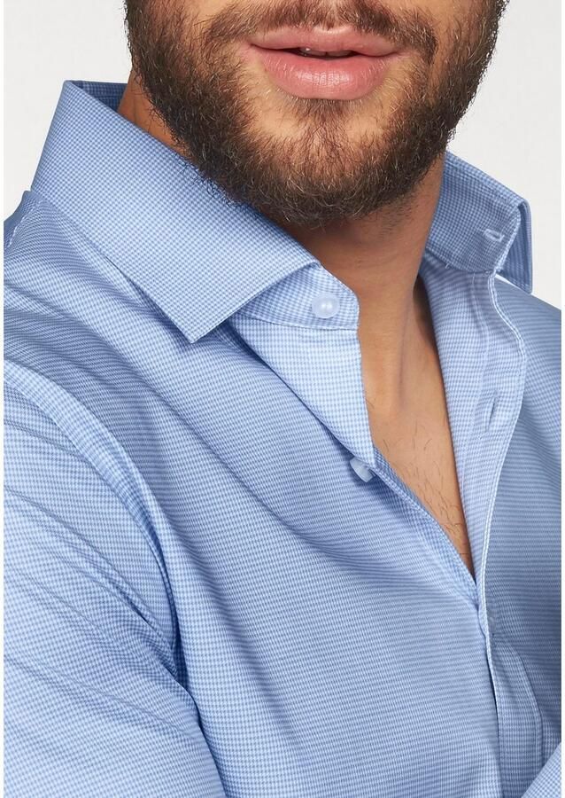 Olymp overhemd No. 6 super slim fit ruitjes blauw - Foto 2