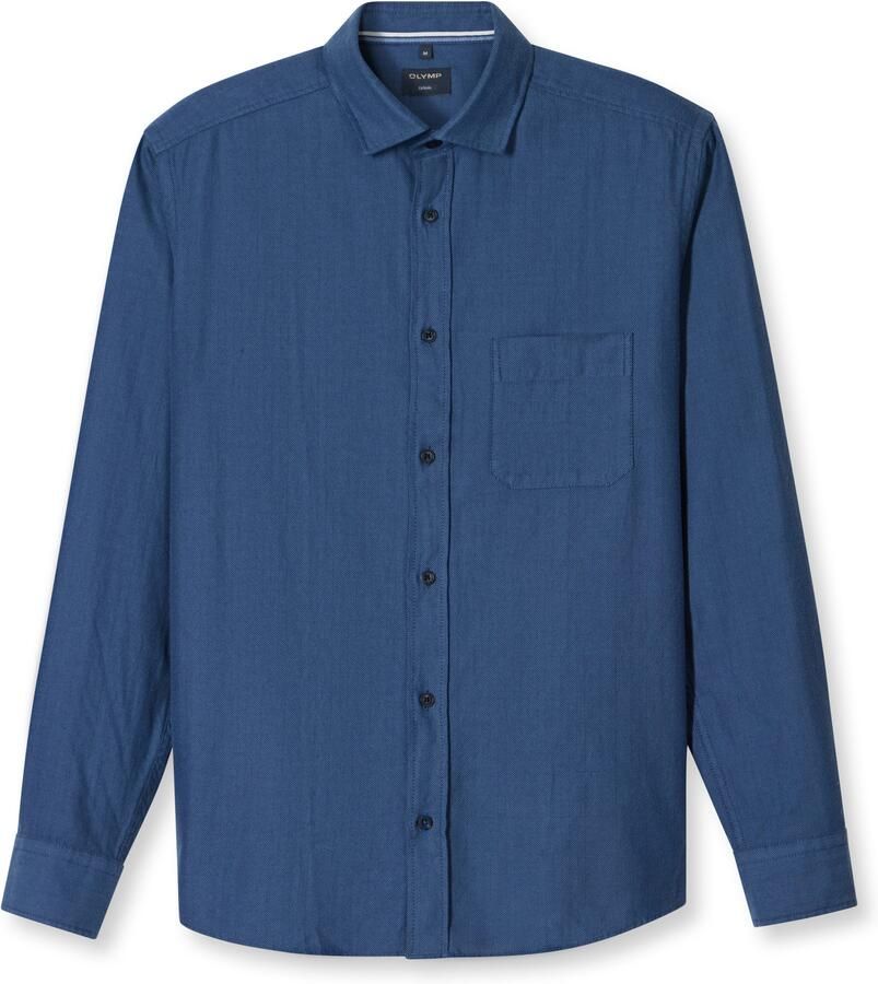 OLYMP Flanellen overhemd casual modern fit kentkraag effen - Foto 3