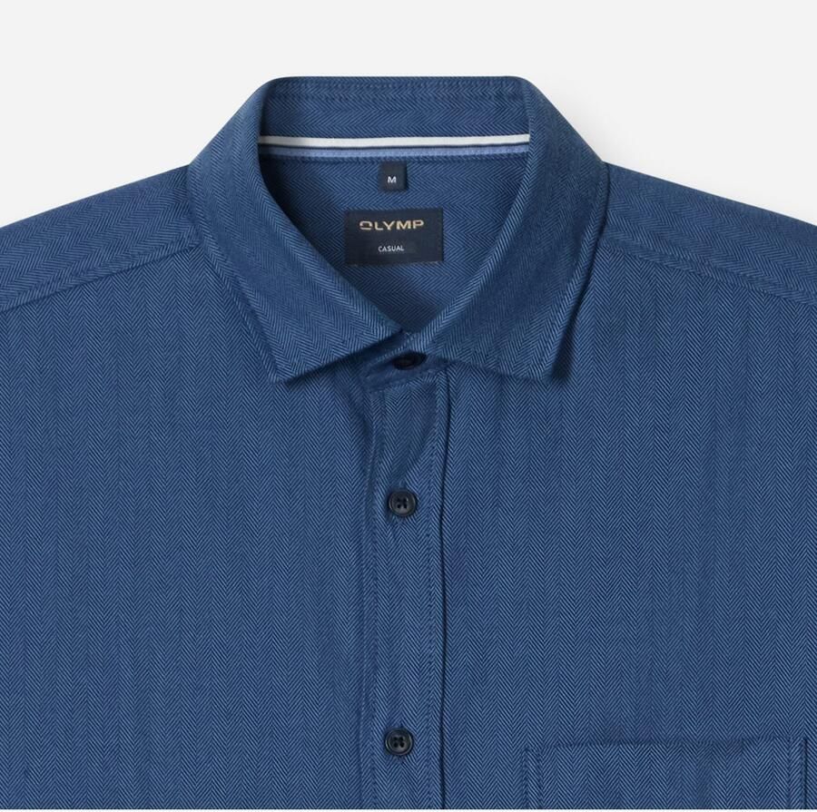 OLYMP Flanellen overhemd casual modern fit kentkraag effen