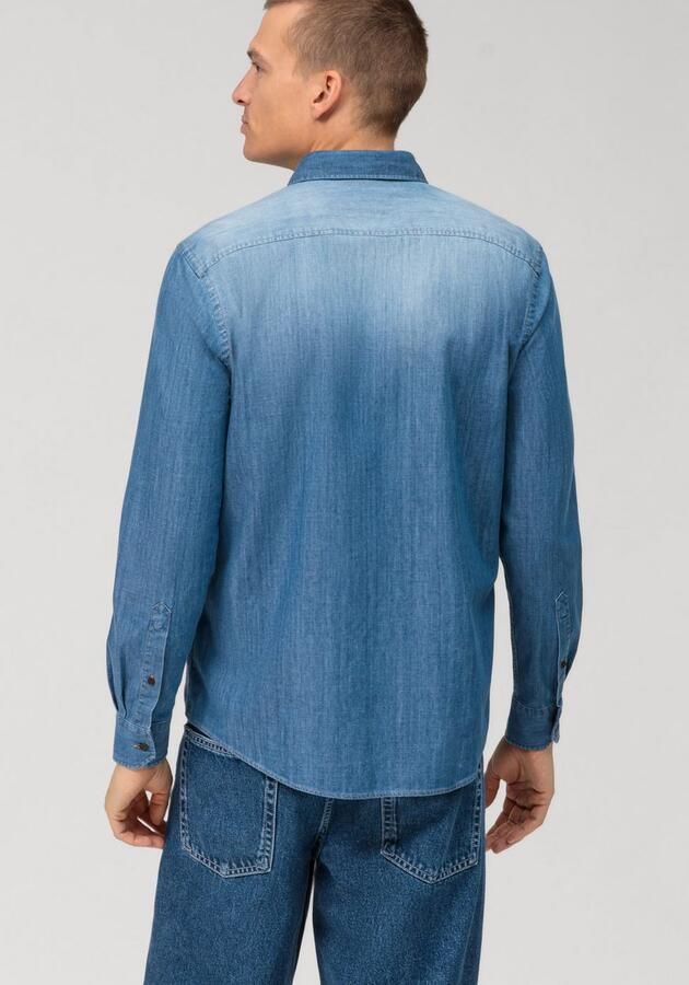 OLYMP Level Five Slim fit jeansoverhemd met kentkraag - Foto 3
