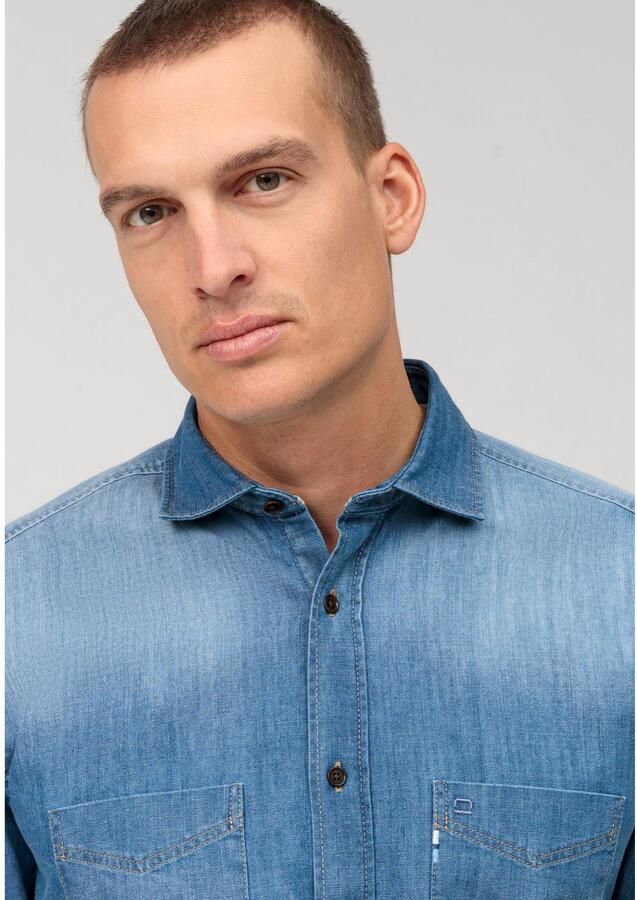 OLYMP Level Five Slim fit jeansoverhemd met kentkraag - Foto 2