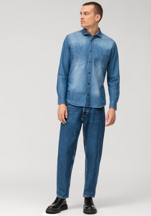 OLYMP Level Five Slim fit jeansoverhemd met kentkraag - Foto 4